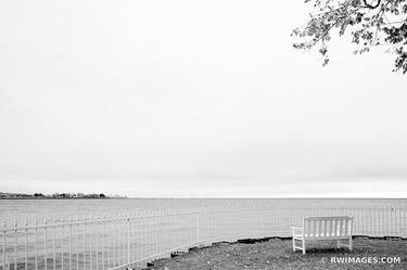 LONELY AUTUMN BENCH BY THE LAKE MILWAUKEE WISCONSIN BLACK AND WHITE - Limited Edition of 125 thumb