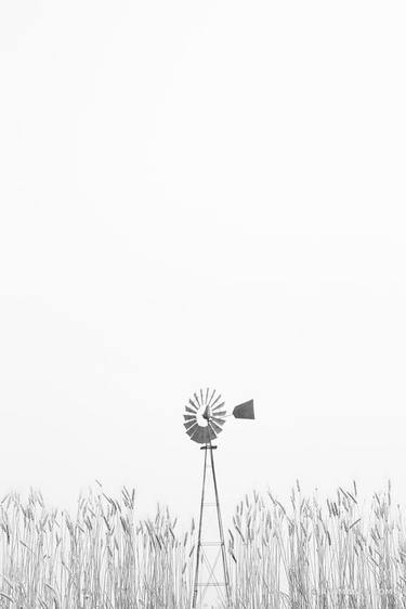 FARM WINDMILL WHEAT FIELD FARM WINDMILL PALOUSE EASTERN WASHINGTON STATE BLACK AND WHITE VERTICAL - Limited Edition of 125 thumb