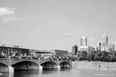 INDIANAPOLIS CITY SKYLINE WHITE RIVER STATE PARK INDIANAPOLIS INDIANA BLACK AND WHITE - Limited Edition of 100 thumb