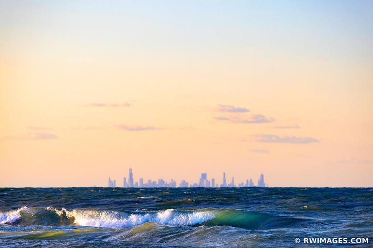 CHICAGO CITY SKYLINE AS SEEN FROM INDIANA DUNES NATIONAL PARK INDIANA