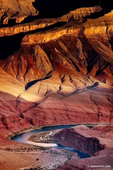 COLORADO RIVER BEND AND RAPIDS GRAND CANYON NATIONAL PARK ARIZONA COLOR VERTICAL AMERICAN DESERT SOUTHWEST LANDSCAPE - Limited Edition of 100 thumb