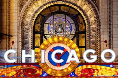 CHICAGO THEATRE NEON SIGN AT NIGHT DOWNTOWN CHICAGO ILLINOIS COLOR - Limited Edition of 100 thumb