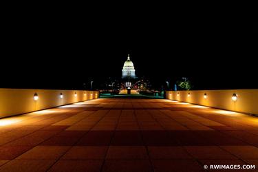 WISCONSIN STATE CAPITOL FROM MONONA TERRACE DOWNTOWN MADISON WISCONSIN AT NIGHT - Limited Edition of 100 thumb