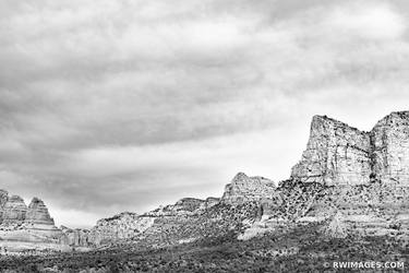 SEDONA RED ROCK SCENIC BYWAY BELL ROCK AND COURTHOUSE BUTTE LOOP TRAIL BLACK AND WHITE SEDONA ARIZONA SOUTHWEST LANDSCAPE - Limited Edition of 100 thumb