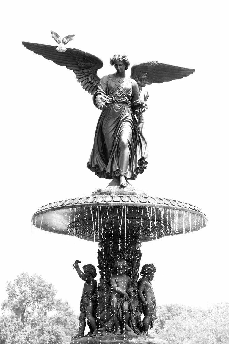 New York City Framed Art Black and White: The Bethesda Fountain in