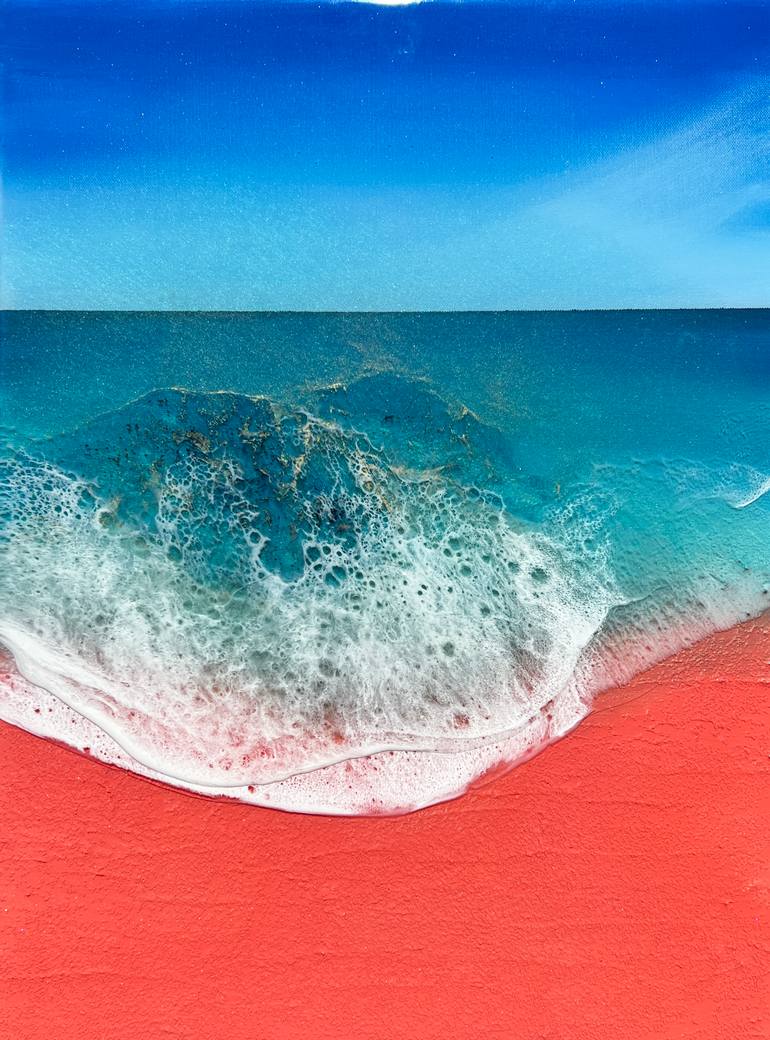 Original Abstract Beach Painting by Ana Hefco