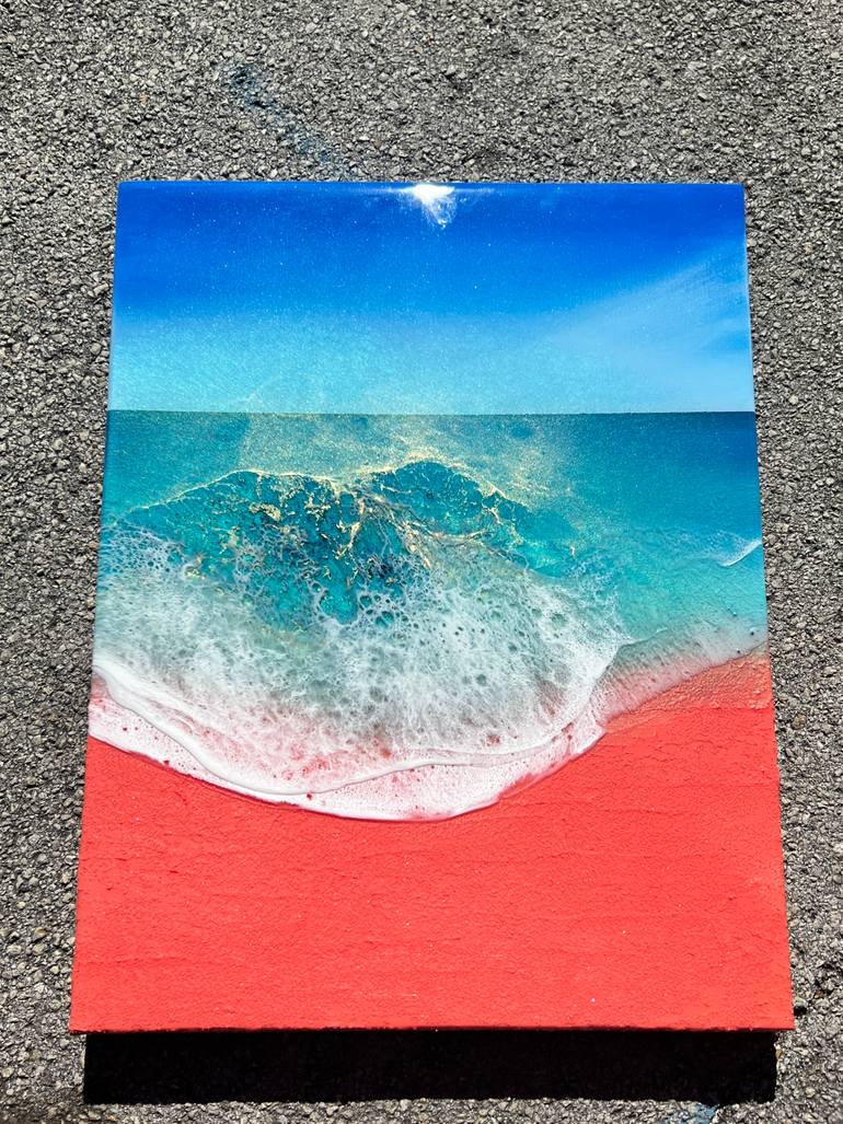 Original Abstract Beach Painting by Ana Hefco