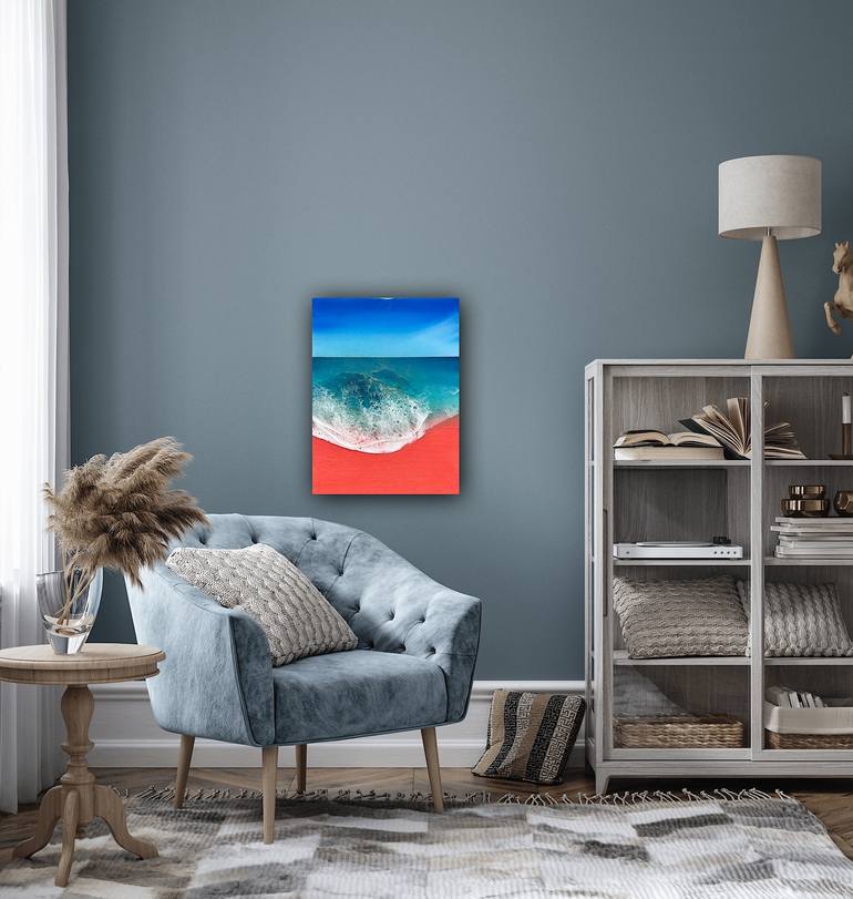 Original Abstract Beach Painting by Ana Hefco