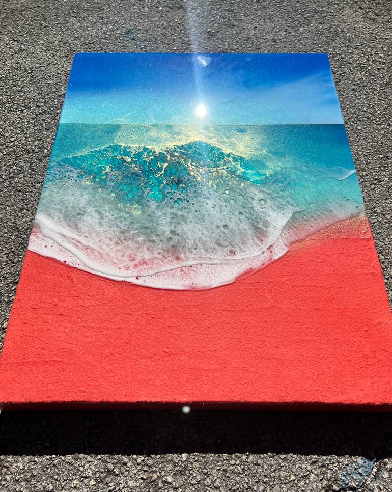 Original Abstract Beach Painting by Ana Hefco