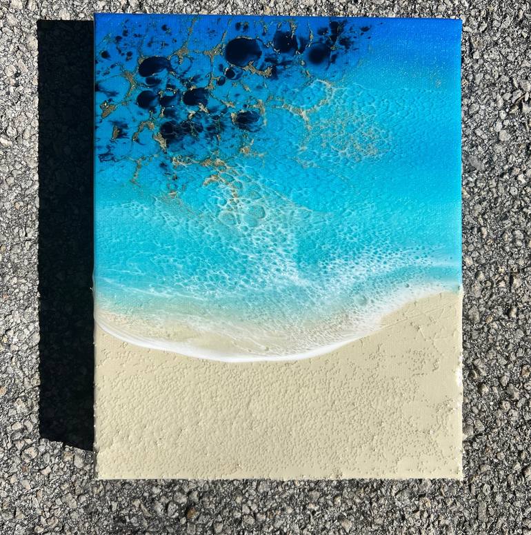 Original Abstract Beach Painting by Ana Hefco