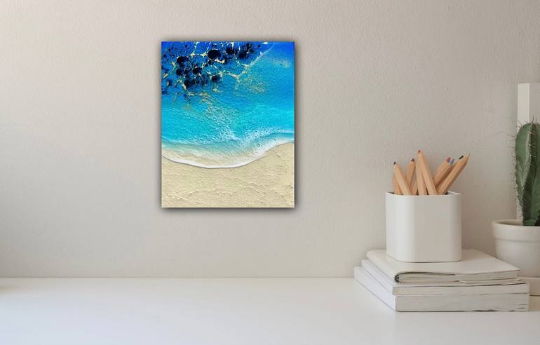 Original Abstract Beach Painting by Ana Hefco