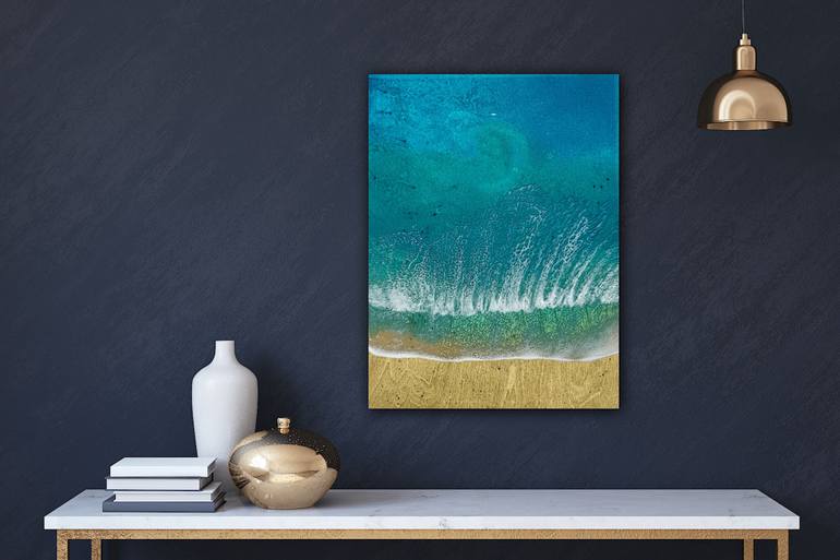 Original Abstract Beach Painting by Ana Hefco