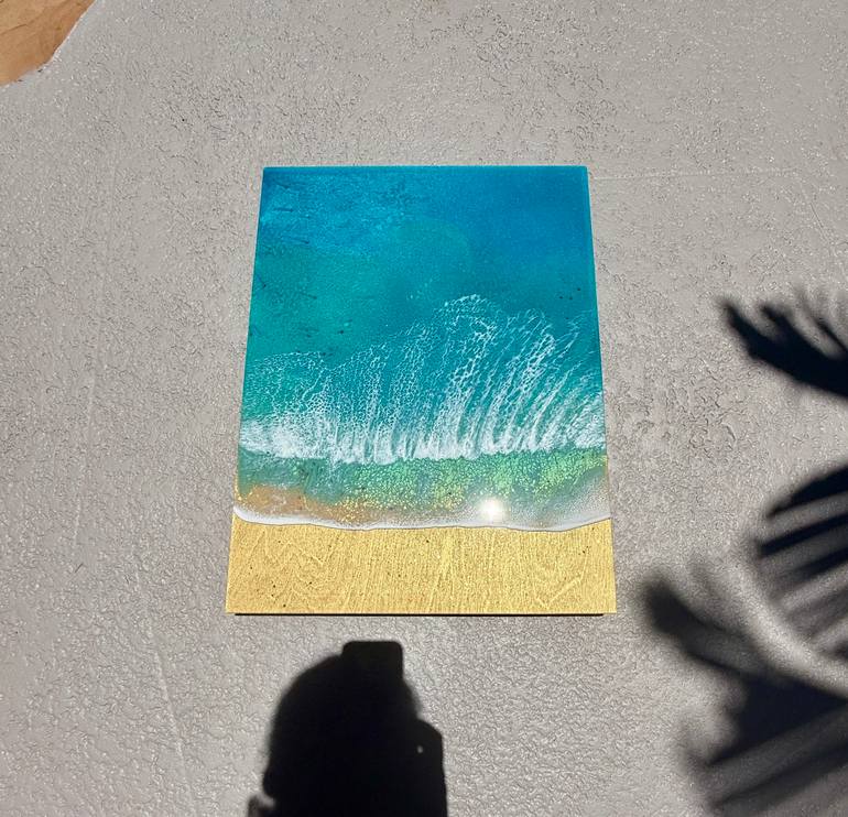 Original Abstract Beach Painting by Ana Hefco