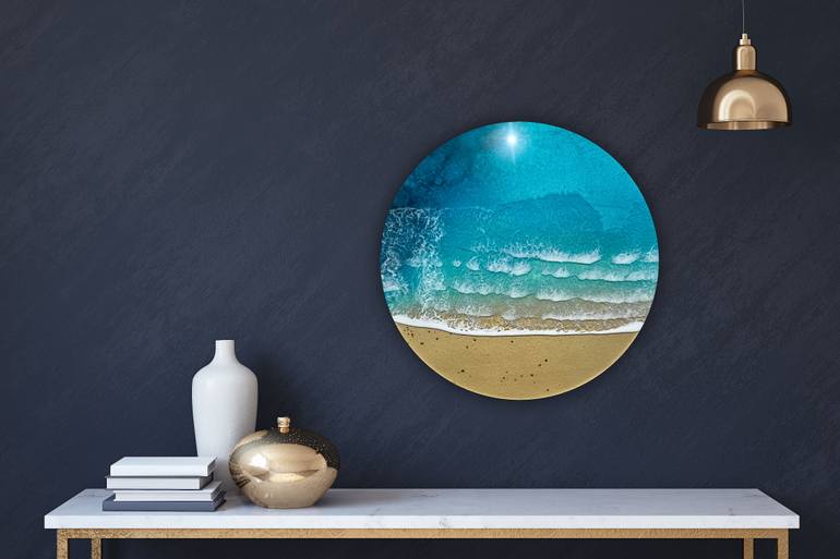 Original Abstract Beach Painting by Ana Hefco