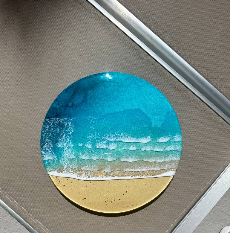Original Abstract Beach Painting by Ana Hefco