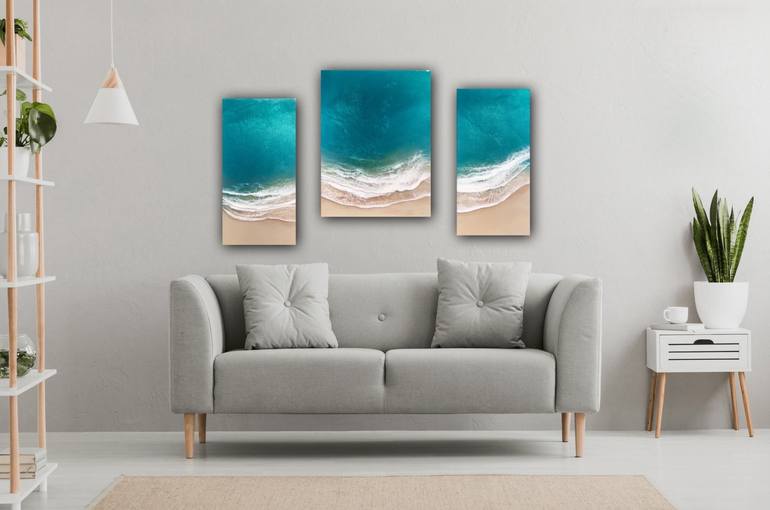 Original Abstract Expressionism Beach Painting by Ana Hefco