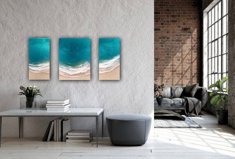 Original Abstract Expressionism Beach Painting by Ana Hefco