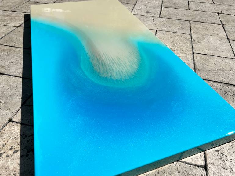 Original Abstract Expressionism Beach Painting by Ana Hefco