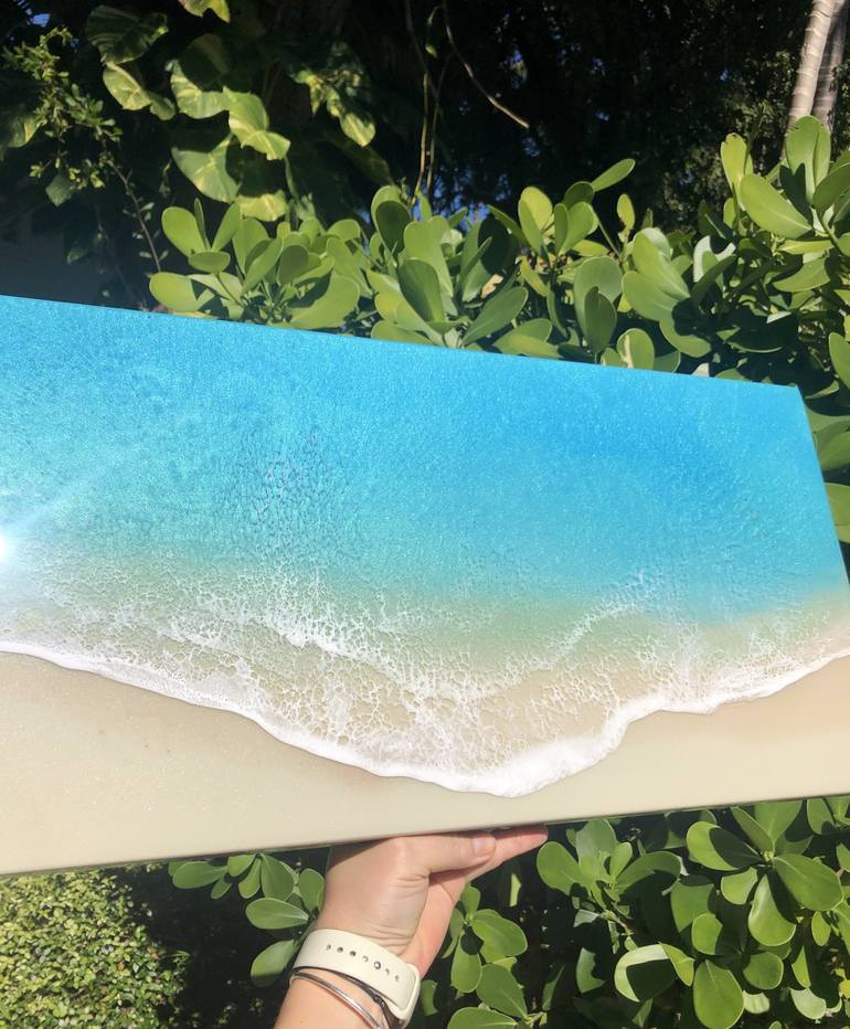 Original Abstract Beach Painting by Ana Hefco