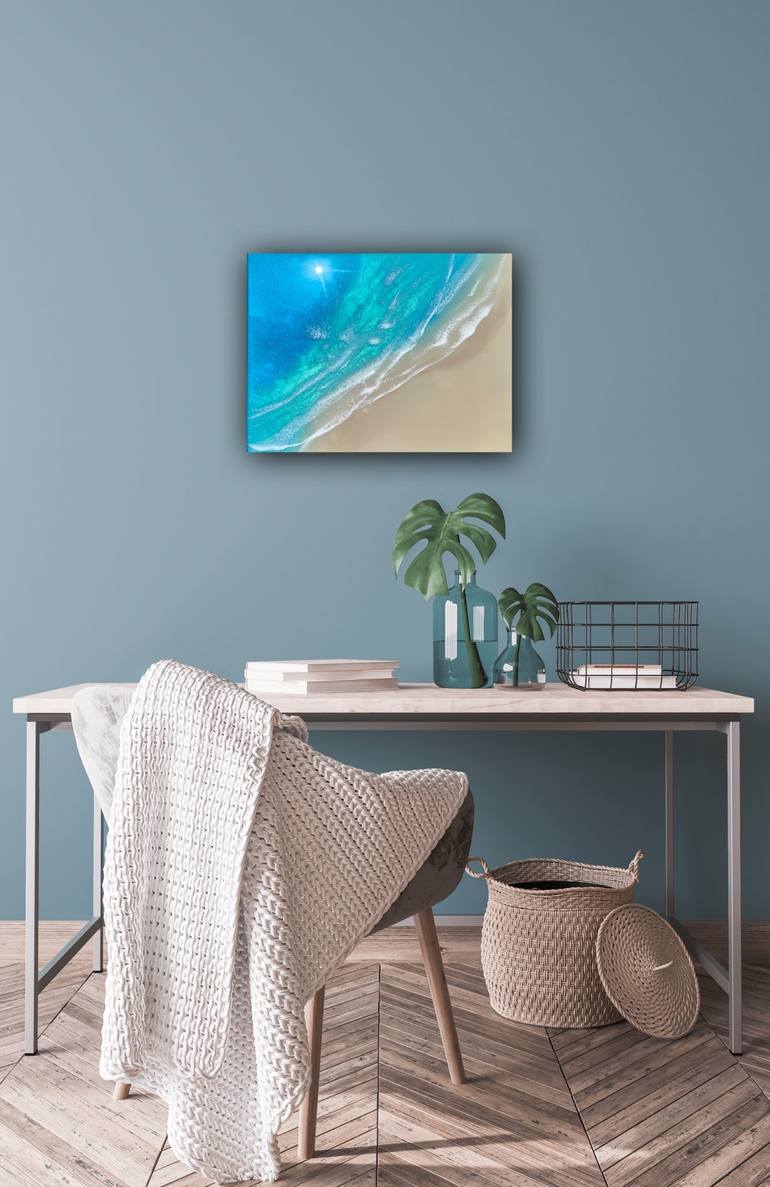Original Abstract Beach Painting by Ana Hefco