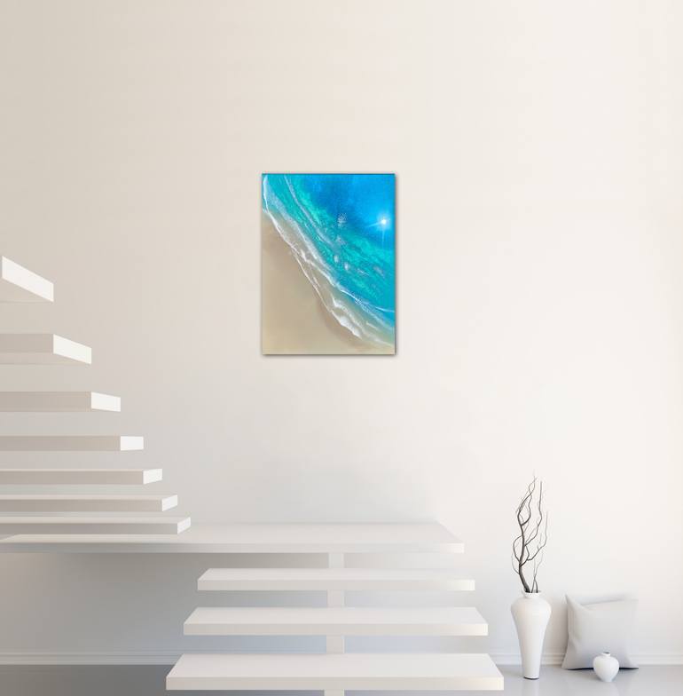 Original Abstract Beach Painting by Ana Hefco