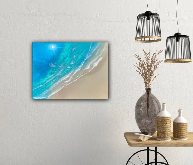 Original Abstract Beach Painting by Ana Hefco