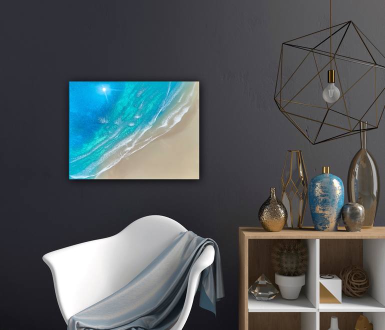 Original Abstract Beach Painting by Ana Hefco