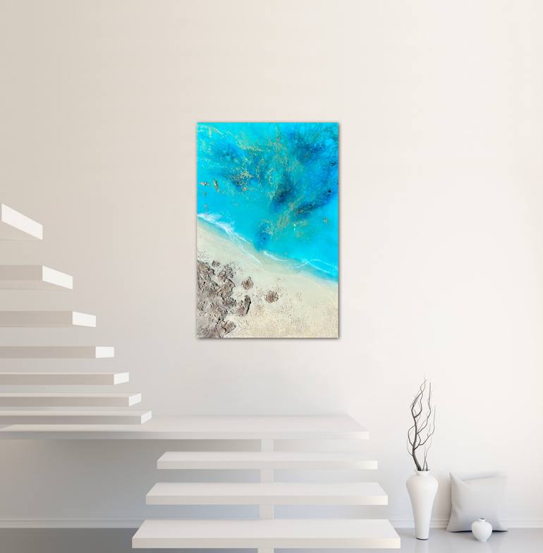 Original Abstract Beach Painting by Ana Hefco