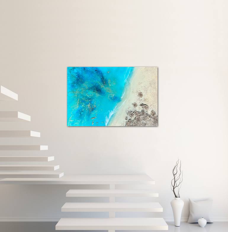Original Abstract Beach Painting by Ana Hefco