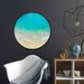 staged room, round ocean painting