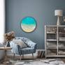 staged room, round ocean painting