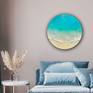 staged room, round ocean painting