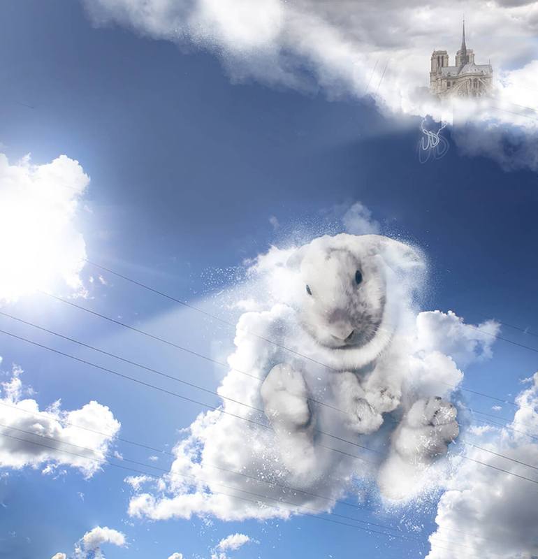 Bunny Cloud Mixed Media by Vanessa Stefanova | Saatchi Art