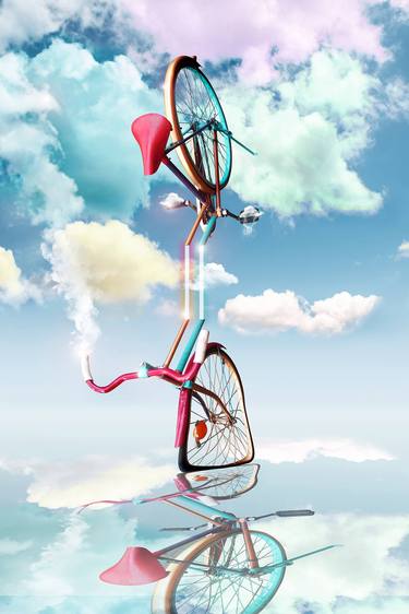 Original Surrealism Bicycle Mixed Media by Vanessa Stefanova