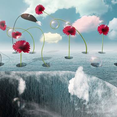 Original Surrealism Floral Mixed Media by Vanessa Stefanova