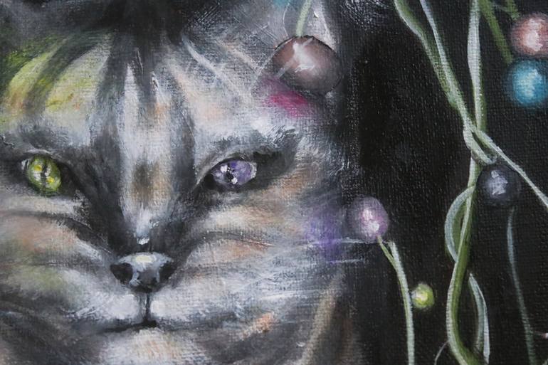 Original Surrealism Cats Painting by Vanessa Stefanova