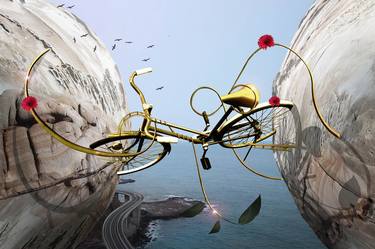 Original Surrealism Bicycle Mixed Media by Vanessa Stefanova