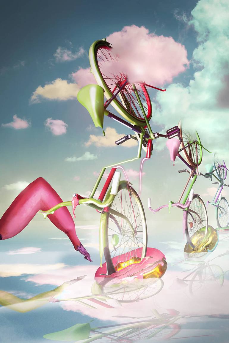 Original Surrealism Transportation Mixed Media by Vanessa Stefanova