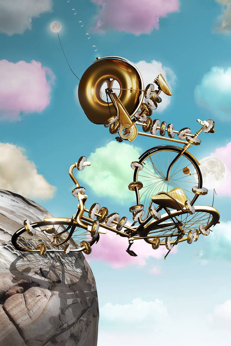 Original Surrealism Transportation Mixed Media by Vanessa Stefanova
