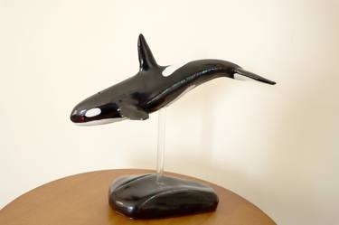 Orca with abalone shell sculpture thumb