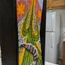 Inspired by a western diamondback I ran into while trail running.
Viewers should feel bug-like, gazing upwards to great height, finishing with eye movement reward.
The fan brush chose me, I chose to push it on two canvases that were constructed to complement an air filter.
