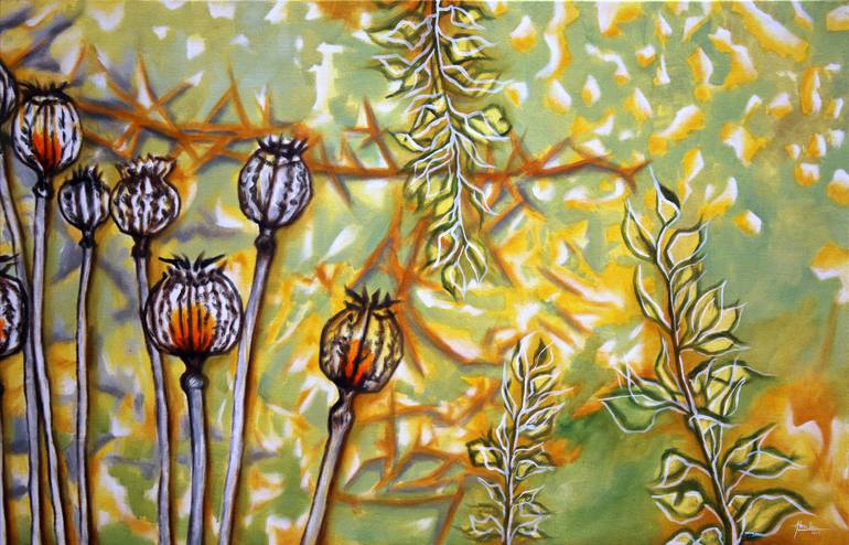 Original Abstract Botanic Painting by Alamelu Annamalai