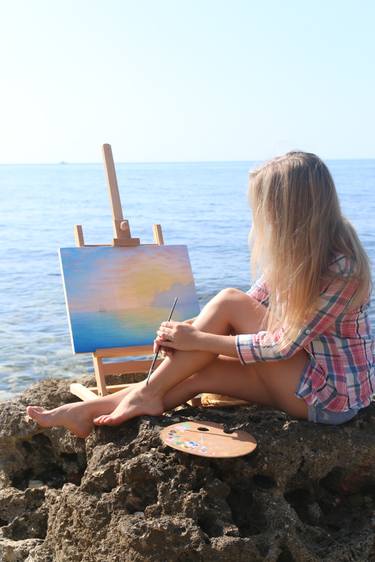 Creation the painting "Sunset in Sudak, Crimea" thumb