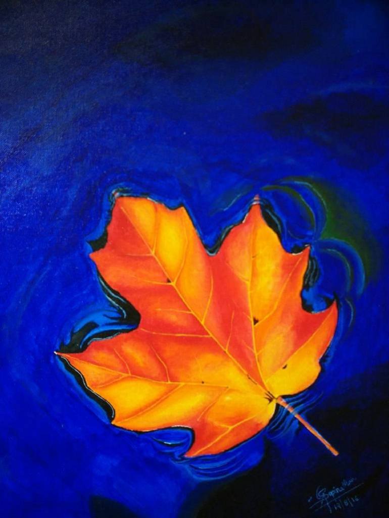 Maple Leaf Painting by Soumya Gopinathan | Saatchi Art