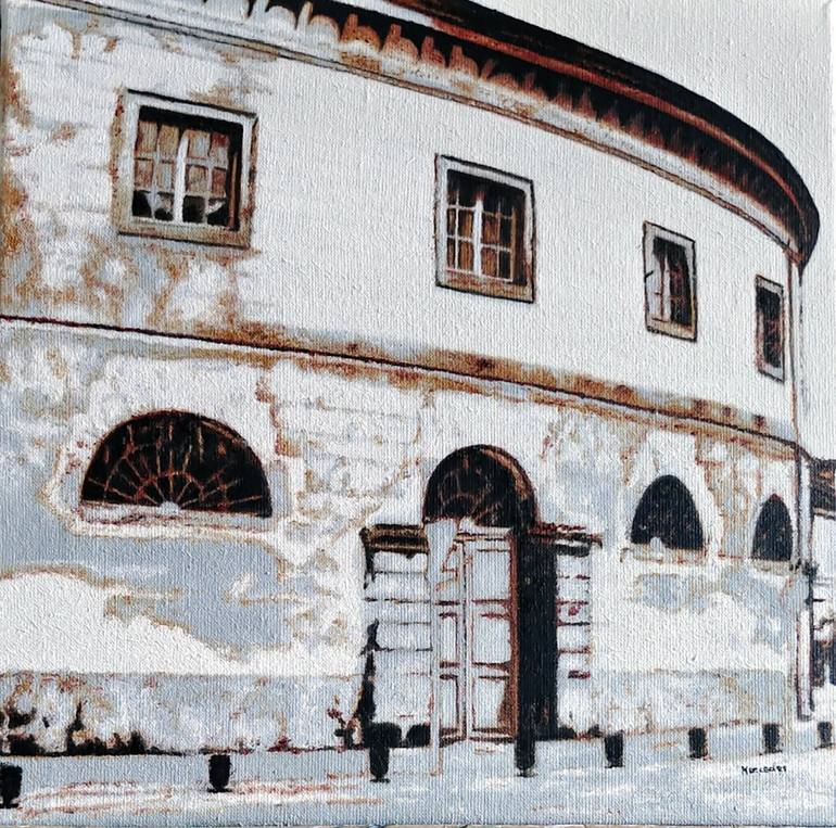 Original Architecture Painting by Mercedes Soret | Contemporary Art on Canvas | Halle au ble, Alencon