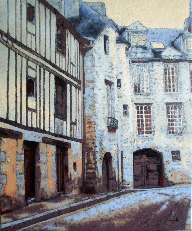 Original Architecture Painting by Mercedes Soret | Contemporary Art on Canvas | Rue des Granges, Alencon