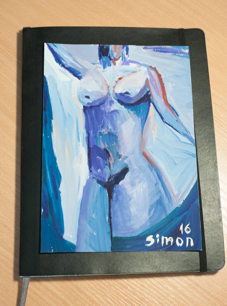 Original Expressionism Nude Painting by Victor Simon