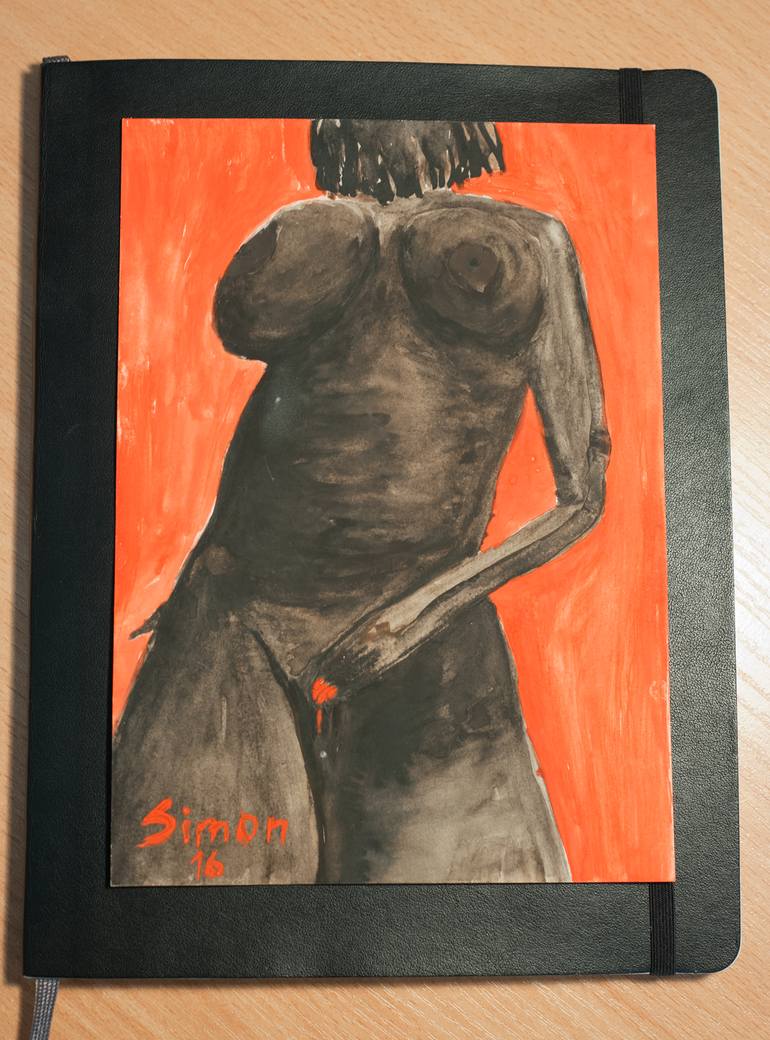 Original Expressionism Nude Painting by Victor Simon