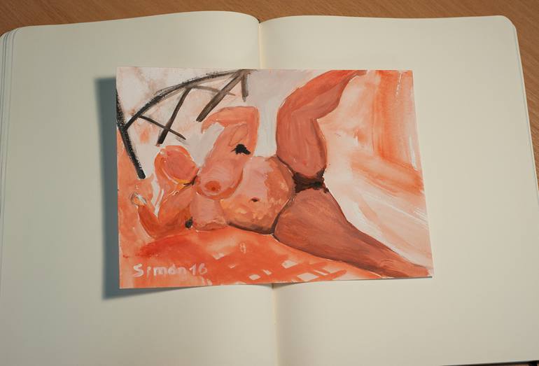 Original Fine Art Nude Painting by Victor Simon