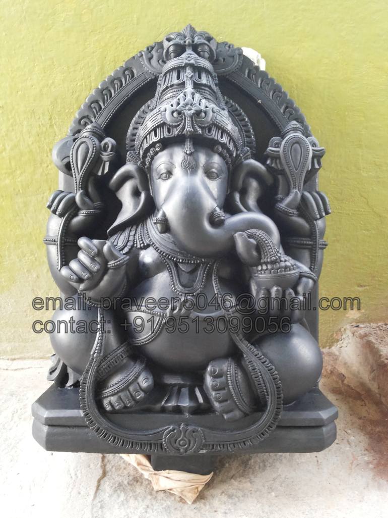 stone sculpture, lord Ganesha Sculpture by praveen artist | Saatchi Art